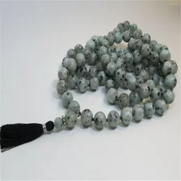Pendants 8mm Fashion Sesame Jasper 108 Beads Handmade Tassel Necklace Everyday Wear Yoga Opera Length Tranquillity Wood Statement