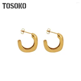 Dangle Earrings TOSOKO Stainless Steel Jewellery Retro High-Grade C-Shaped Women's Fashion BSF463