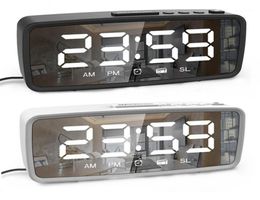 Other Clocks Accessories FM Radio LED Digital Alarm Clock Snooze 3 Brightness Settings 1224 Hour USB Make Up Mirror Electronic 4476396