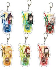 New Arrival 55MM Acrylic Anime Demon Ghost Blade Cup Key Chain Keyring Kamado Tanjirou Kamado Nezuko wj3179865851