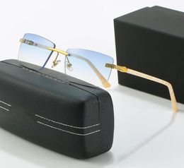 Fashion Buffalo Horn Glasses Designer Sunglasses for Women Mens Diamond Cut Stylish Luxury Brand Sun Glasses Rimless Square Buffs 6488541