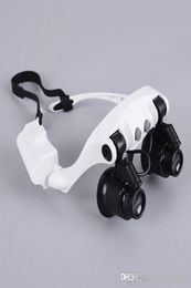 8 Lens 10X 15X 20X 25X Spectacles Eye Glasses LED Lamp Magnifier Loupe Jewellery Maintain Watch Repair Tool2149332