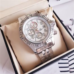 Novos relógios de luxo 44 5mm Ocean Racer A1338012 Dial preto Dial VK Cronógrafo de quartzo Trabalhando aço inoxidável Men's Wristwatches Bainian 3087
