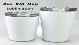DIY Sublimation 8oz White Kid Mug with Lid Stainless Steel Double Layer Wine Glasses Insulated Child Sippy Cup with Straw Water Bo6966739