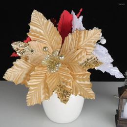 Decorative Flowers Attractive Glitter Flower Festive Christmas Tree Ornaments Shiny Artificial For Long-lasting Home Decoration Xmas