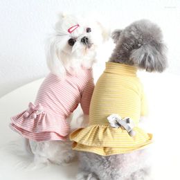 Dog Apparel Striped Design Clothes Cotton Pink And Yellow Colors Stripe Bottoming Skirt For Female Dresses Small Dogs