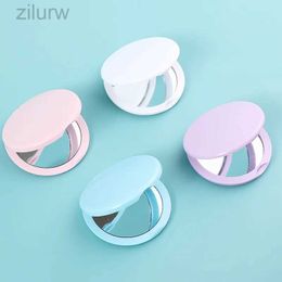 Compact Mirrors 1 portable circular pocket folding makeup mirror suitable for girls Mini pocket makeup mirror wholesale 4 Colours d240510