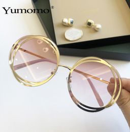 2021 Luxury Round Big Size Oversized lens Mirror Sunglasses Women Brand Designer Metal Frame Lady Sun Glasses oculos UV4006884483