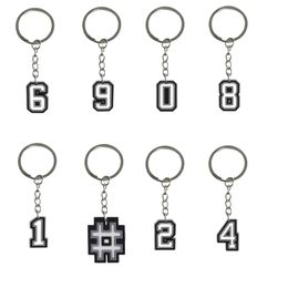 Keychains Lanyards Black Number 10 Keychain Tags Goodie Bag Stuffer Christmas Gifts And Holiday Charms Keyring For Classroom School Da Ott3I