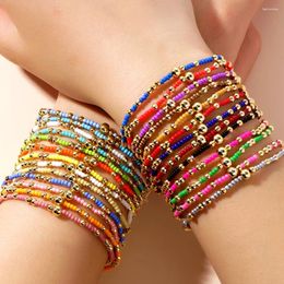 Strand 1pc Beach Vocation Themed Mixed Color Design 18K Gold Plated Copper & Bead Bracelet Cute Luck For Festival Jewelry Gift