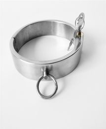 Exquisite 3CM High Stainless Steel Necklet Collar With Round Lock Metal Neck Ring Restraint Adult Bondage Bdsm Sex Toy For Male Fe6177405