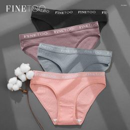 Women's Panties FINETOO Cotton 3Pcs/set Custom Letter Underwear M-2XL Women Briefs Plus Size Underpants Soft Female 2024