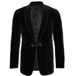 Black Velvet Smoking Jackets ShawLapeLoose Vintage Blazer for Dinner Party Prom Male Suit Coat Jacket 2022 L22073060658677090613