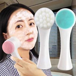 Cleaning Double sided facial cleaning brush silicone facial cleaning brush blackhead removal hole cleaner exfoliating facial cleaning brush d240510