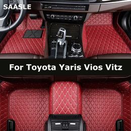 SAASLE Custom Car Floor Mats For Toyota Yaris Vios Vitz Auto Carpets Foot Coche Accessorie T240509