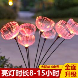 Solar Fibre Jellyfish Lamp Outdoor Light Waterproof Led Courtyard Landscape Plug-in Lawn Lamp RGB Gradient Decorative Light