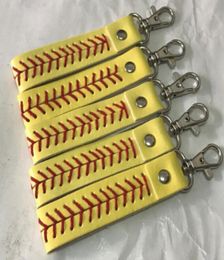 leather Sport Accessories baseball keychain softball baseball Sport rope lanyard necklace Keychain for ID Card Cell Mobile phone8594670