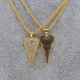 Pendant Necklaces Hip Hop Love Heart Necklace Gold Plated Cubic Zirconia Women Girls Clavicle Chain For Couple Fashion Jewelry Trendy