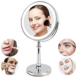 Compact Mirrors 9-inch makeup mirror with light USB charging 10X magnification dual for 360 degree desktop Q240509