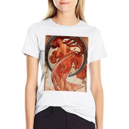 Women's Polos Alphonse Mucha - Dance T-shirt Graphics Aesthetic Clothes Designer Women Luxury