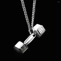 Pendant Necklaces Fitness Lettering Dumbbell Necklace Men Domineering And Personalised Simple Accessories