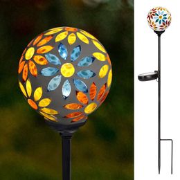 VCUTEKA Garden Lights, Mosaic Solar Lights Outdoor Decor Pathway Waterpoof LED Stake Light for Landscape Lawn Patio Yard Decoration, 1 Pack