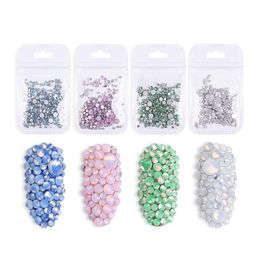 SS04SS20 Mixed Size Opal White Crystal Nail Art Rhinestones Decorashion for False Tips Manicure Stone Accessories F5744581453