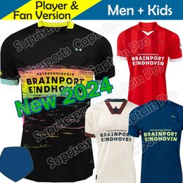 24 25 Eindhoven Away Soccer Jerseys XAVI kids Men black kits 2024 2025 Hazard FABIO Silva Home men kids it football shirts kids set TOP adult kits XAVI 10 DE JONG GAKPO
