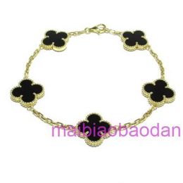 Designer Top Luxury Original Vancllf Jewellery Authentic Vintage 18K Gold Black Agate JE382744 Lucky Four Leaf Grass Plated 18K Gold Sky Star