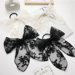 Korea Sweet White Black Lace Butterfly Ribbon Clips Hair Barrettes Hairpins for Kids Girls Party Wedding Hair Accessories 1593 ZZ