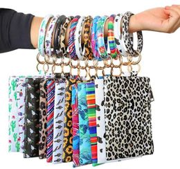 PU Keychain Bracelet Wallet Woman Handbag Leather Tassel Pendant Handbag Leopard Print Bracelet Ladies Bag Gift 14 colors1301057