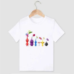 T-shirts Hot selling childrens T-shirt video game Pikmin 4 printed cartoon T-shirts for boys summer childrens short sleeved tops baby girls clothingL2405