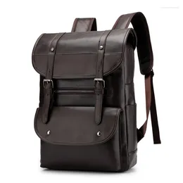 Backpack Vintage Laptop Leather Backpacks For School Bags Men PU Travel Leisure Large Capacity Waterproof Students Schoolbags