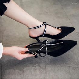 Dress Shoes Crystal T-strap Gladiator Sandals Women Pointed Toe Suede Thin Heels Summer Elegant Ladies Sandalias 289