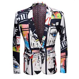 Men Blazers Slim Custom Fashion Boys Mens 3D Graffiti Print Clothing Summer Jacket Man Oversize Daily Suits Tops 240426