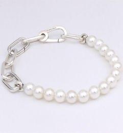 ME Freshwater Cultured Pearl bracelet chain Jewellery 925 sterling Silver Bracelets Women Charm Beads sets for p with logo ale Bangle birthday Gift 599694C012522810