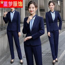 Women's Two Piece Pants 2024 Spring And Autumn Long Sleeve Business Wear Suit Blazer Formal Work Clothes Temperament Cloth