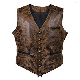 Men's Vests Premium Quality Solid Back Tuxedo Blazer Motorcycle Club Leather Vest With Concealed Carry Arms In Faux