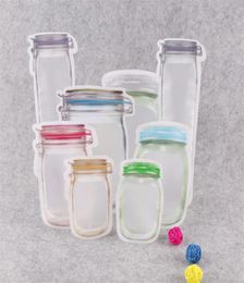 Mason Jar Shaped Zipper Food Storage Bag Reusable Bulk Food Storage Container Snacks Candy Leakproof Bags Kitchen Organisation Ba6333613