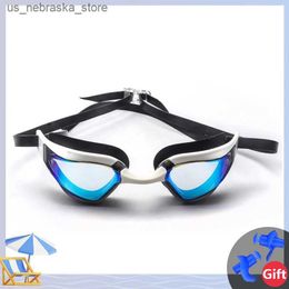 Diving Goggles Mens womens swimming goggles anti fog UV waterproof silicone adjustable pool eyes adult and childrens diving Q240410