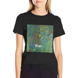 Women's Polos Gustav Klimt Cottage Garden With Sunflowers 1907 T-shirt Korean Fashion Tees Aesthetic Clothes Tshirts Woman