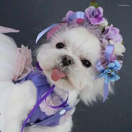 Dog Apparel Pet Hairpin For Cat Headwear Spring Lovely Flower Lace Wedding Dress Accessories Po Handmade