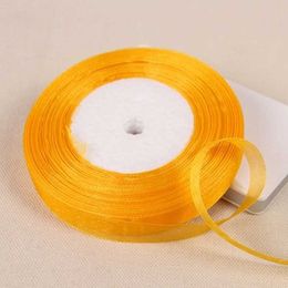 3Pcs Gift Wrap 45Meters/Roll 12mm 15mm 20mm 25mm 40mm 50mm Golden Organza Ribbons for Crafts Bow Handmade Gift Wrap Party Wedding Decorative