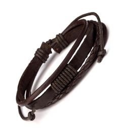 Fashion Mens Leather Charm Bracelets Handmade Design Hip Hop Jewelry Punk Filling Pieces Black Brown Designer Braided Bracelet for1187764