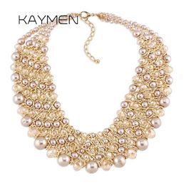 Kaymen Handmade Crystal Fashion Necklace Golden Plated Chains Beads Maxi Statement Necklace for Women Party Bijoux NK01561 2202121361652