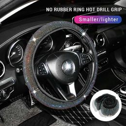 Steering Wheel Covers Bling Rhinestones Crystal Car Steering Wheel Cover Leather Steering-wheel Covers Car Stuff Auto Accessories for Woman T240509
