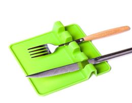 3 Color Kitchen Utensil Rest Spoon Pot Pan Lid Pot Shovel Holder Food Grade Silicone Tools Shelf Gray and Green B 25PCS6272705