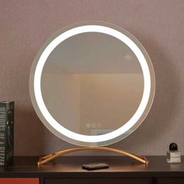 Compact Mirrors Makeup mirror with lighting makeup LED light used to decorate bedroom tabletop the best gift for women Q240509