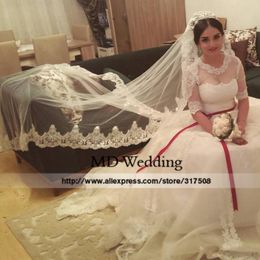 Bridal Veils 1 5m White Ivory Wedding Veil With Comb Lace Beads Mantilla Accessories Veu De Noiva MD47 198W