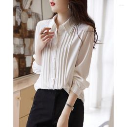 Women's Blouses Women Small Shirts Spring And Autumn 2024 European Bottoms Early Trendy Noble Long Sleeved Tops